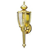 Wall Light Fixture, Outdoor, Polished Brass & Clear Glass, 100-Watt, 4.5 x 11-In.