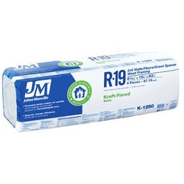 R19 Kraft Batt Fiberglass Insulation, 87.18 Sq. Ft. Coverage, 6.5 x 15 x 93-In.