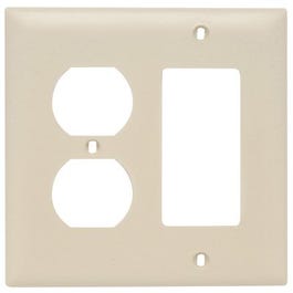 Wall Plate, 2-Gang, Decorator & Duplex, Ivory Nylon