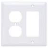 Wall Plate, 2-Gang, Decorator & Duplex, White Nylon