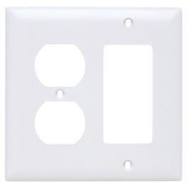 Wall Plate, 2-Gang, Decorator & Duplex, White Nylon