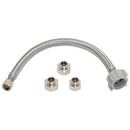 Universal Toilet Connector, Stainless Steel, 3/8-In. Compression x 1/2-In. Compression x 1/2-In. Female Iron Pipe, 20-In.