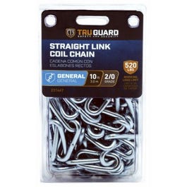 Straight Link Coil Chain, Zinc-Plated, 2/0 x 10-Ft.