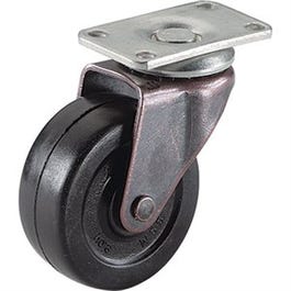 Wheel Caster, Soft Black Rubber With Copper Finish Plate, 2-In., 2-Pk.