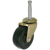 Wheel Caster, Black Soft Rubber With Brass Finish, Wood Stem, 2-In., 2-Pk.