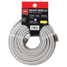 RG6 Coaxial Cable, 18 AWG Gray Quad Shield, 50-Ft.