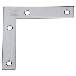 Flat Corner Brace, Stainless Steel, 4 x 3/4-In.