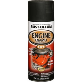 Engine Spray Enamel, Black Semi-Gloss, 12-oz.