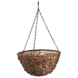 Hanging Flower Basket, Water Hyacinth Design, Coco Liner, 14-In.