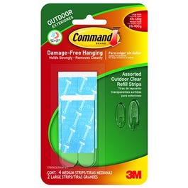 Hook Strip Refills, Outdoor, Medium-Large, Clear, 6-Pk.