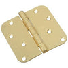 Door Hinge, Interior, Round-Edge, Satin Brass, 4-In.