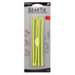 Gear Tie, Neon Yellow, 12-In., 2-Pk.