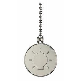 Ceiling Fan Nickel Pull Chain, Bulb Icon, 12-In.