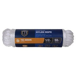 Nylon Rope, Diamond Braid, White, 1/2-In. x 50-Ft.