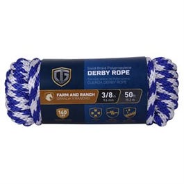 Polypropylene Derby Rope, Braided, Smooth, Blue, 3/8-In. x 50-Ft.