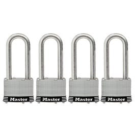 Keyed Laminated Padlocks, Stainless Steel, 2-In., 2.5-In. Long Shackle, 4-Ct.