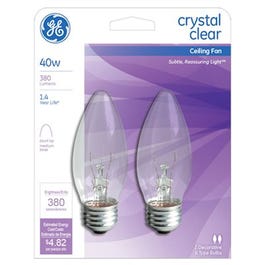 2 Pk., 40-Watt Clear Torpedo Shaped Decorative Light Bulbs