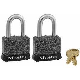 Keyed-Alike Steel Padlocks, Rust-oleum Finish, Laminated, 2-Pack, 1-1/2 In.