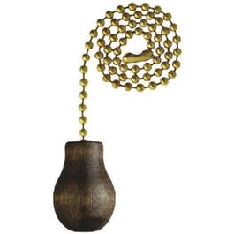 Ceiling Fan Pull Chain, Walnut Wooden Knob, 12-In.