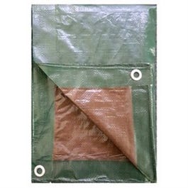 Polyethylene Tarp, Green/Brown, 10 x 20-Ft.