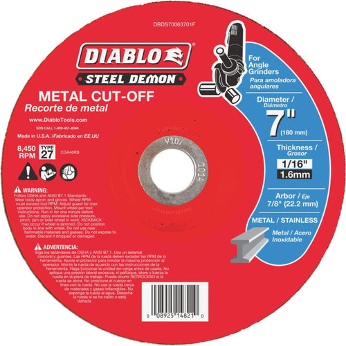 Diablo Steel Demon Type 27 7 In. x 1/16 In. x 7/8 In. Metal Cut Off Wheel