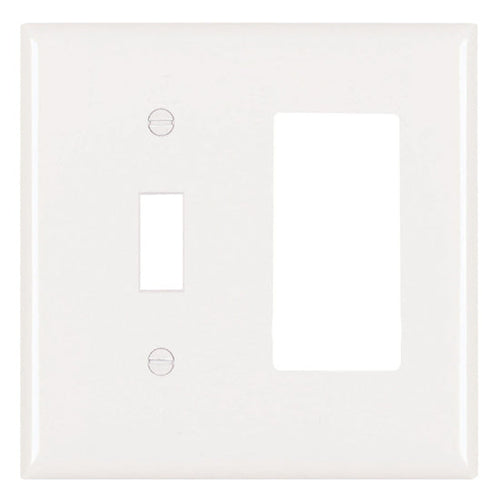 Pass & Seymour Trademaster Plate 2-Gang 1toggle 1 Decorator White